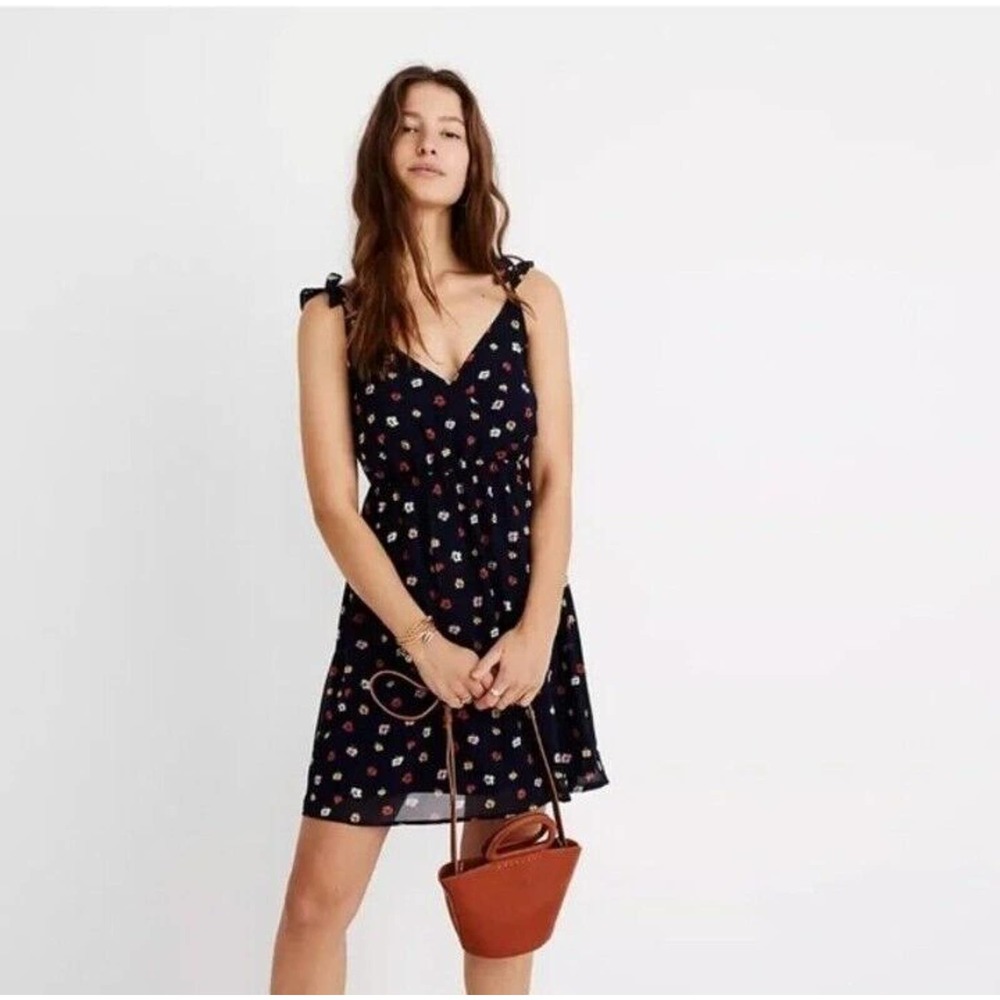 Madewell Black Floral Mini Dress